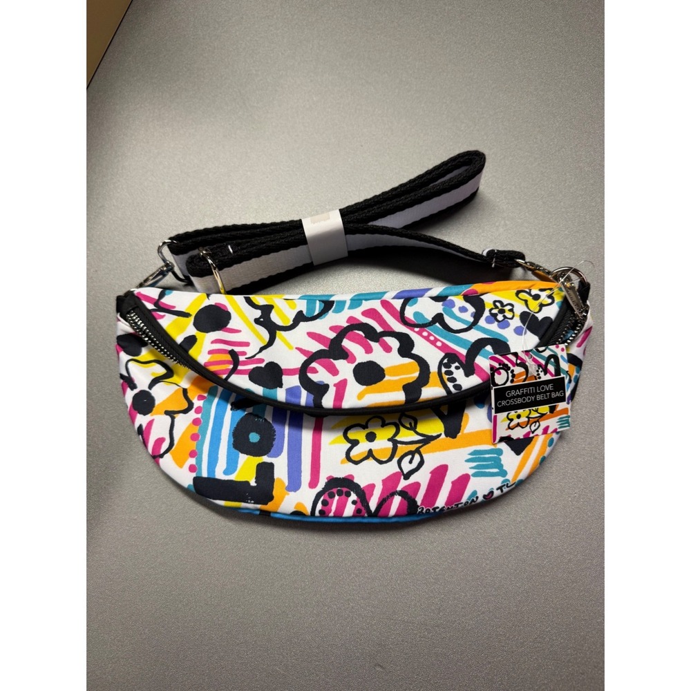 Brighton Graffiti Love Crossbody Belt Bag Multi Color Floral Pop Art NWT